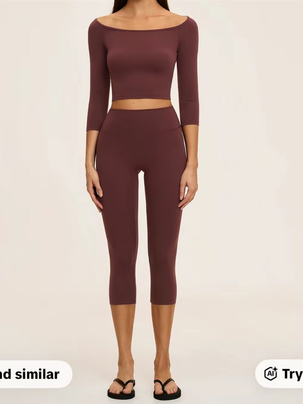 High-Waist Cropped Capri Leggings Set